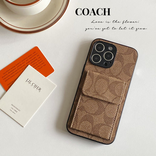 Coach iPhone Case With Wallet Light Brown-HP240513 - Iphonecasehouse