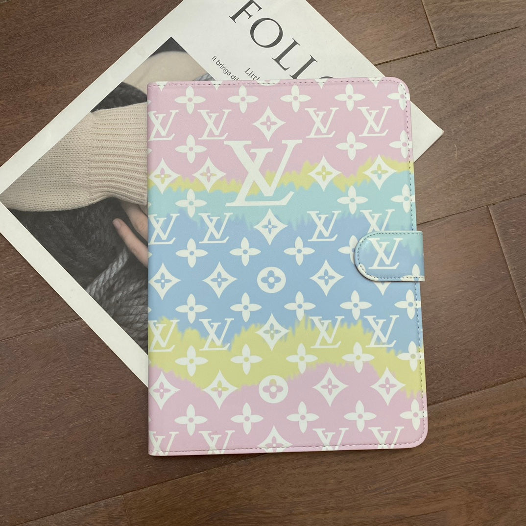 Luxury Canvas Monogram Leather Fresh Summer Theme Pattern Apple iPad case Black - Iphonecasehouse