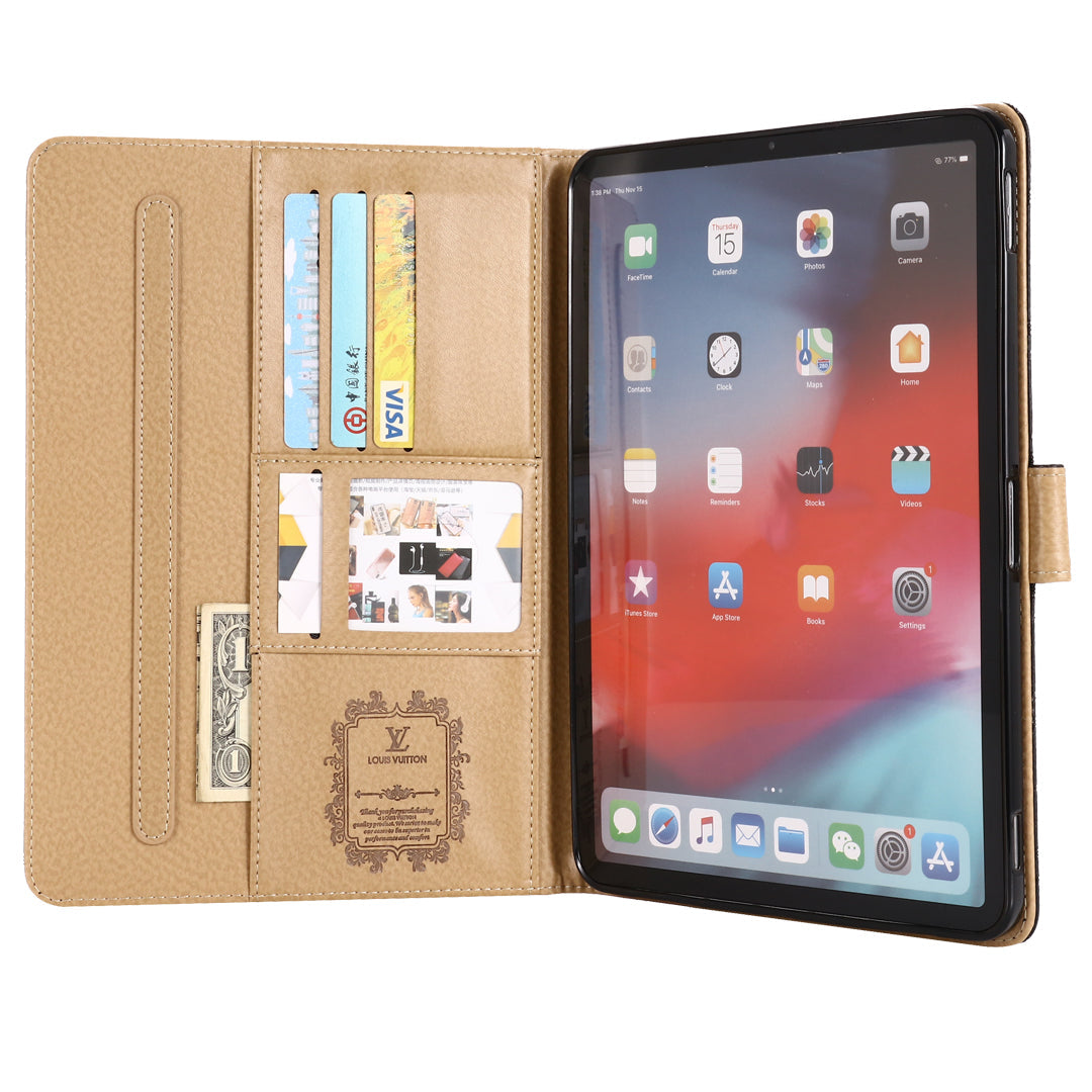 3D Embossed Canvas Monogram Holster Apple iPad Flip Cover With Stand Function - Iphonecasehouse