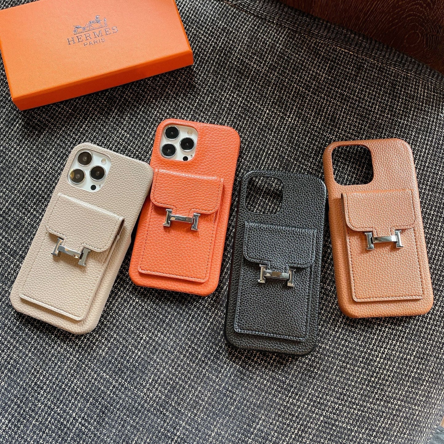 H Card Holder Leather iPhone Case - Iphonecasehouse