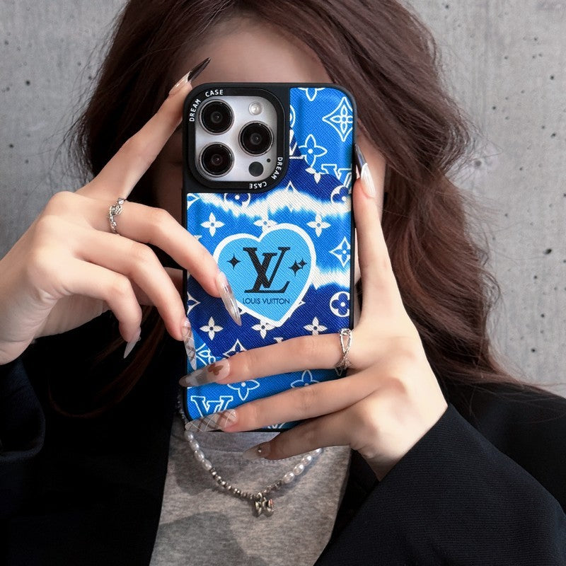 Lou Blue Leather iPhone Case - Iphonecasehouse