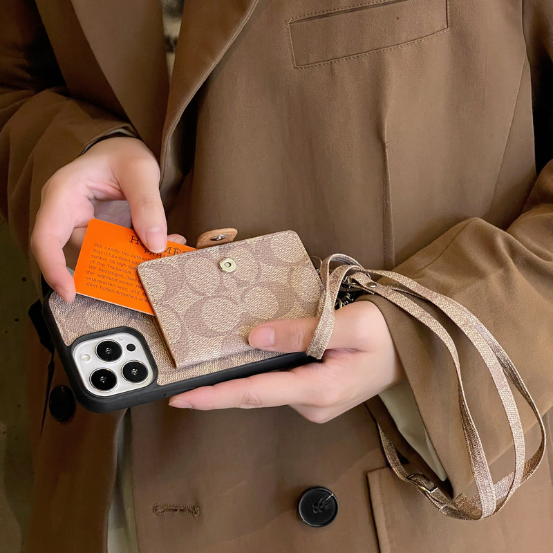 Coach iPhone Case With Wallet And Strap White -SZK240402 - Iphonecasehouse