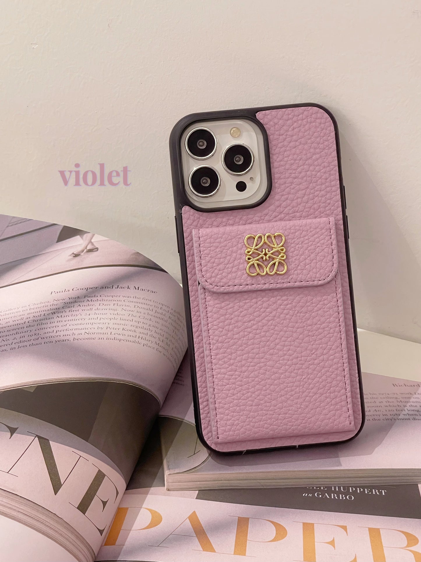 LOEWE iPhone Case With Card Holder Black-QBK240603 - Iphonecasehouse