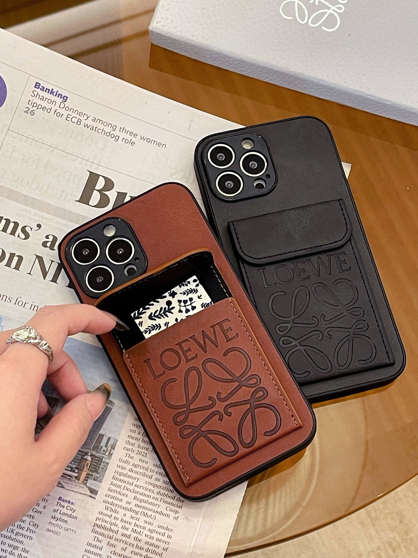 LOEWE iPhone Case With Card Holder Brown-LZP241448 - Iphonecasehouse