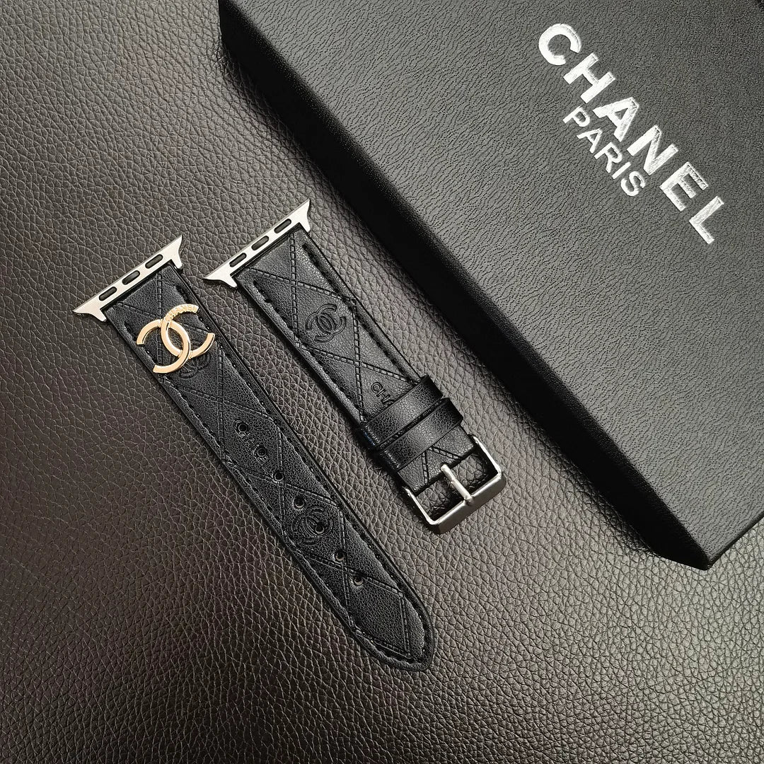 Luxury Gold Monogram 3D Embossed Leather Apple Watch Strap - Iphonecasehouse