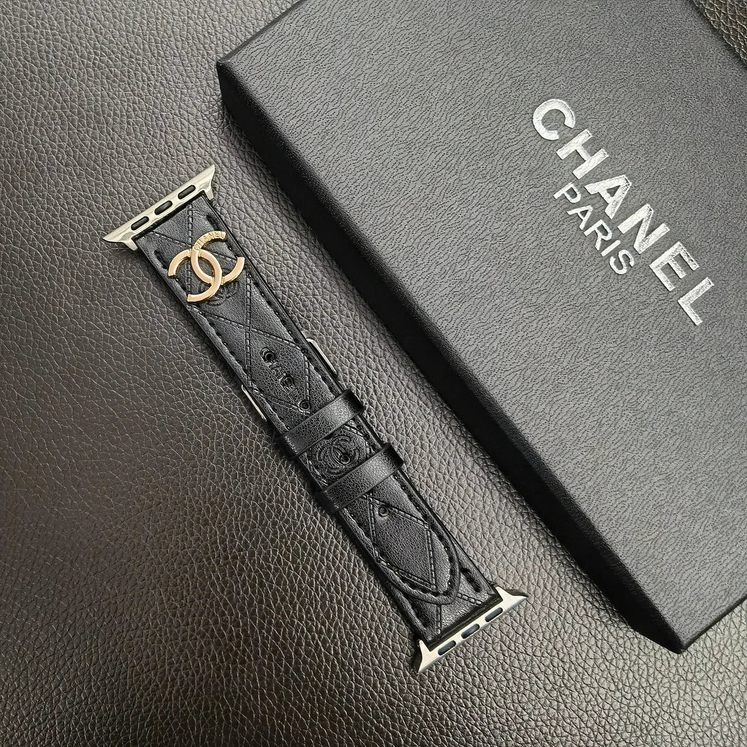 Luxury Gold Monogram 3D Embossed Leather Apple Watch Strap - Iphonecasehouse