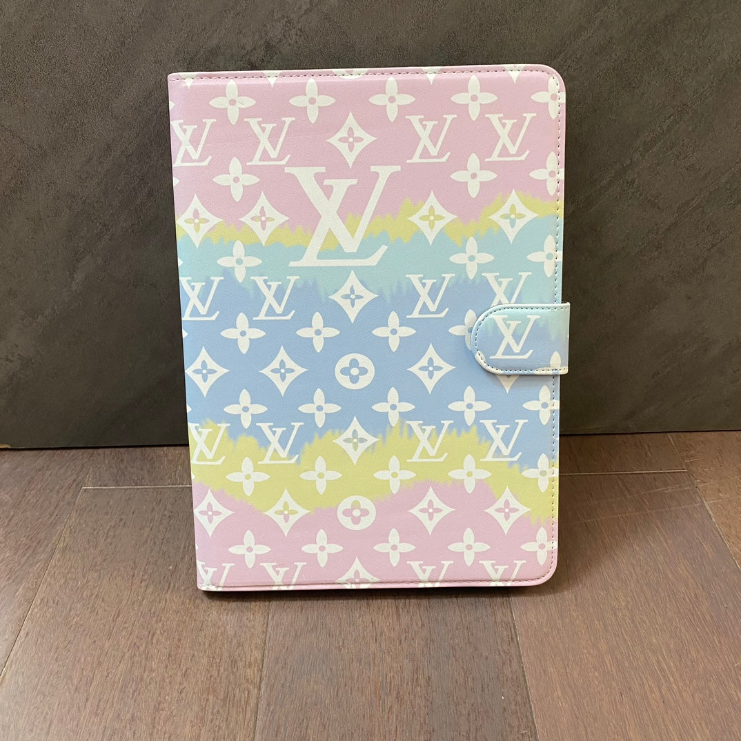 Luxury Canvas Monogram Leather Fresh Summer Theme Pattern Apple iPad case Black - Iphonecasehouse
