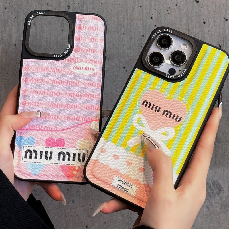 Miu Green & Pink Leather iPhone Case - Iphonecasehouse