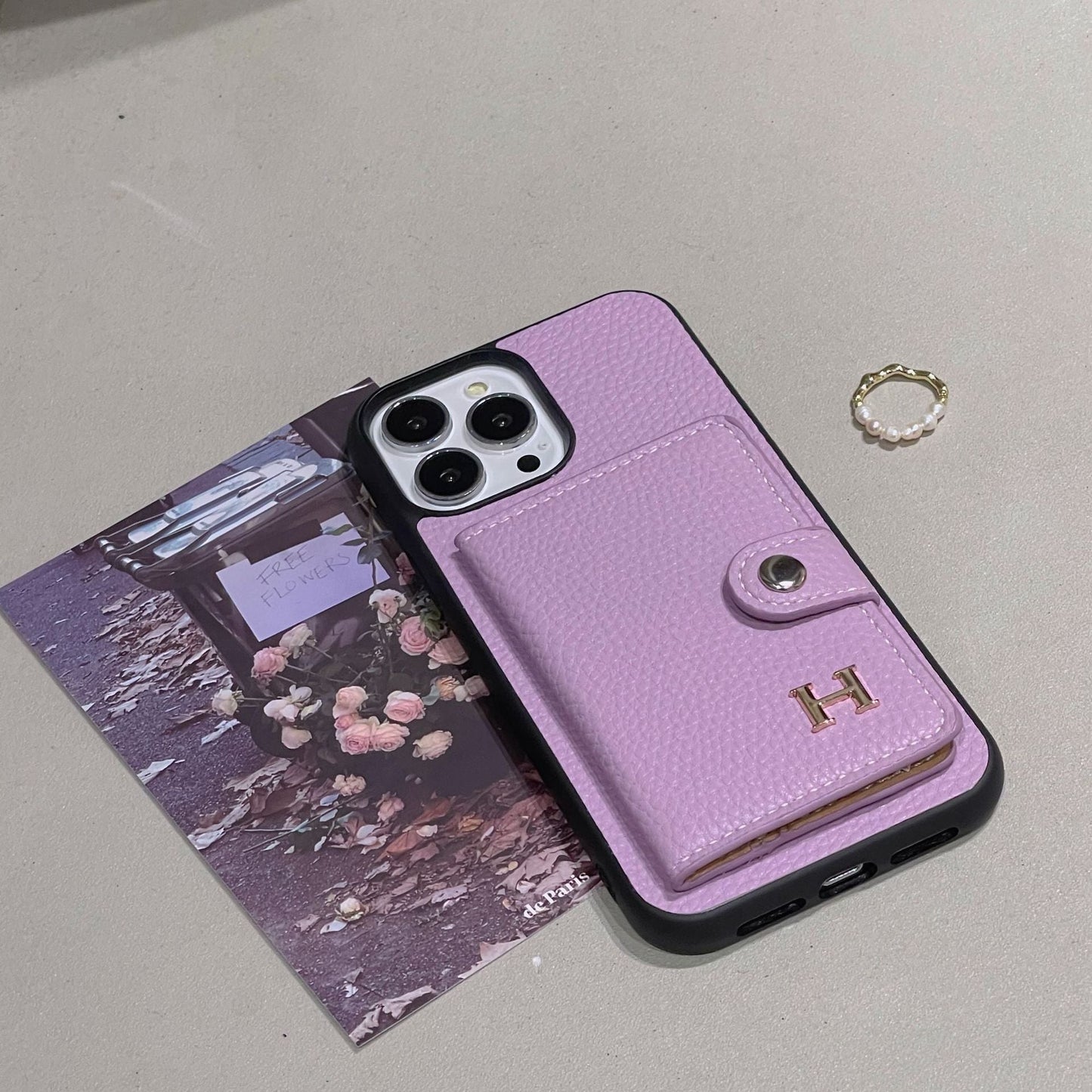 H Leather Card Holder iPhone Case - Iphonecasehouse