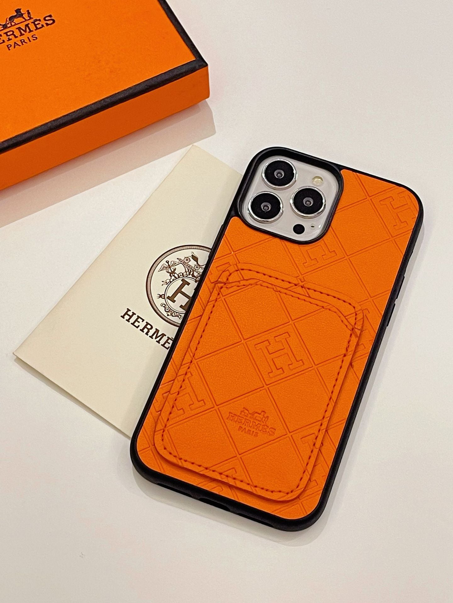 H Leather Card Holder iPhone Case - Iphonecasehouse