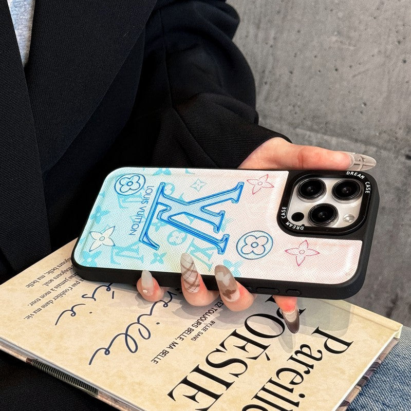 Lou Blue Leather iPhone Case - Iphonecasehouse