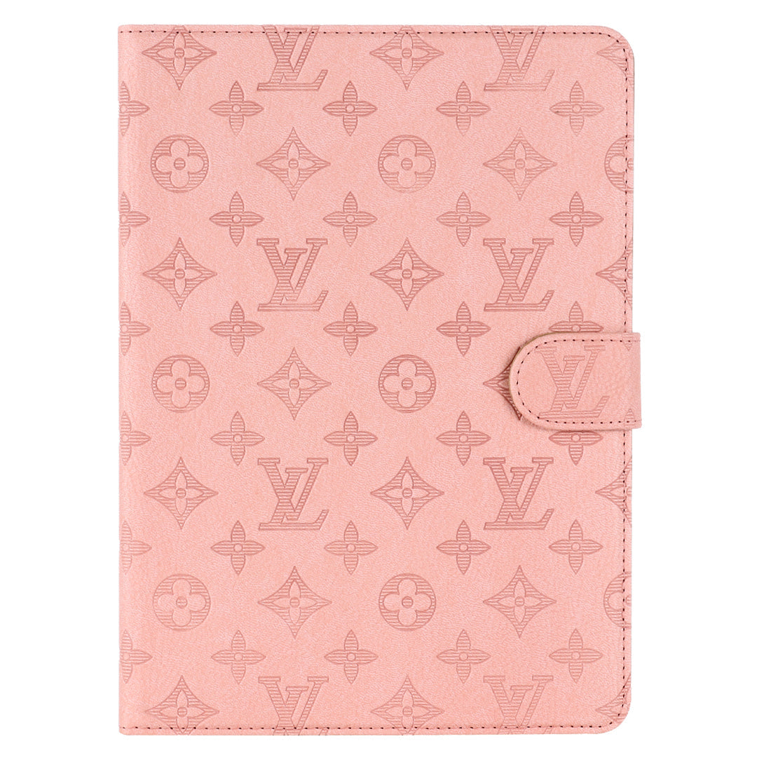3D Embossed Canvas Monogram Holster Apple iPad Flip Cover With Stand Function - Iphonecasehouse
