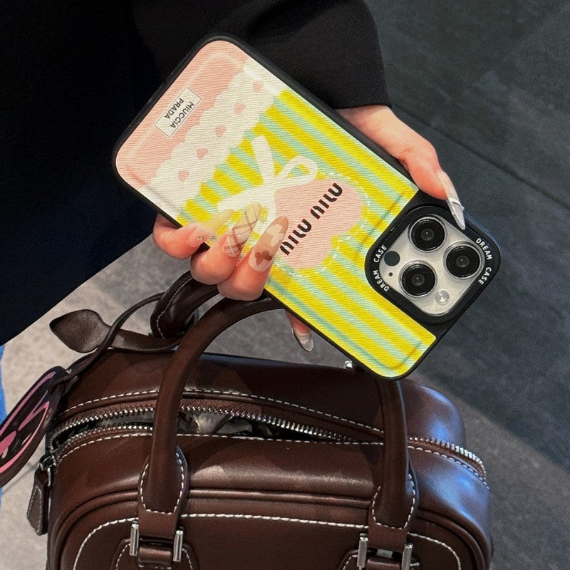 Miu Green & Pink Leather iPhone Case - Iphonecasehouse