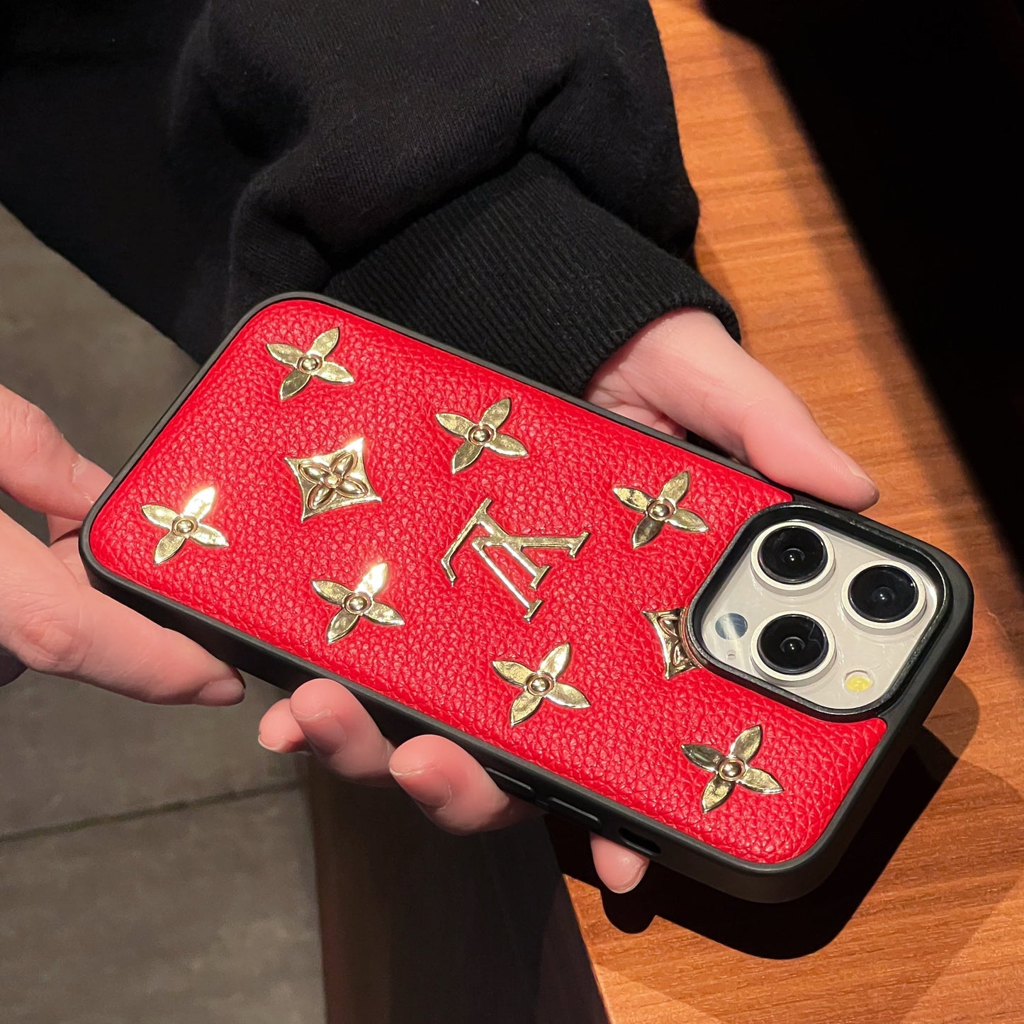 Lou Gold Leather iPhone Case - Iphonecasehouse