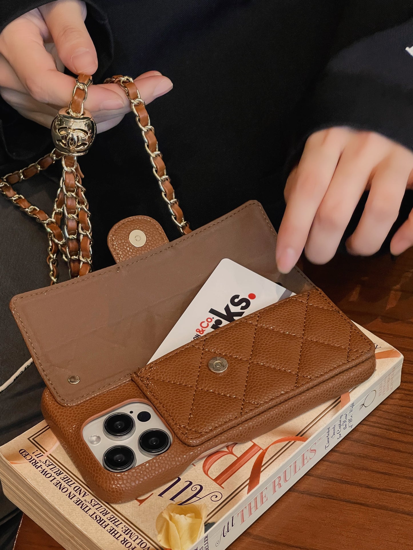 Luxury Wallet iPhone Case With Hand /Crossbody Chain - Iphonecasehouse