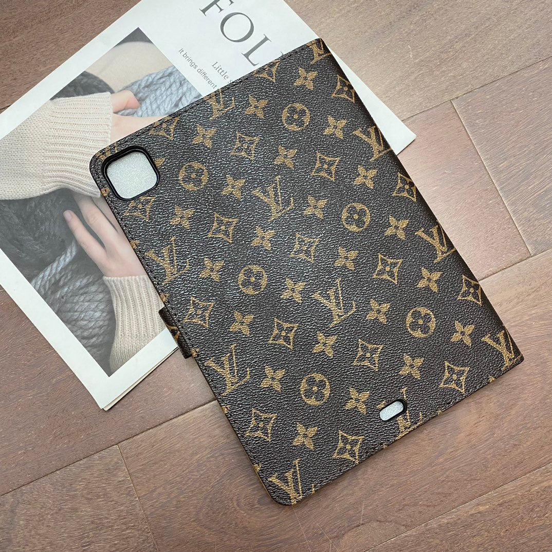 Luxury Canvas Monogram Leather Fresh Summer Theme Pattern Apple iPad case Black - Iphonecasehouse