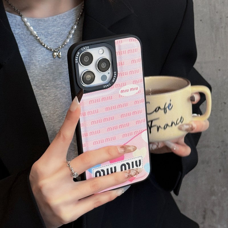 Miu Green & Pink Leather iPhone Case - Iphonecasehouse