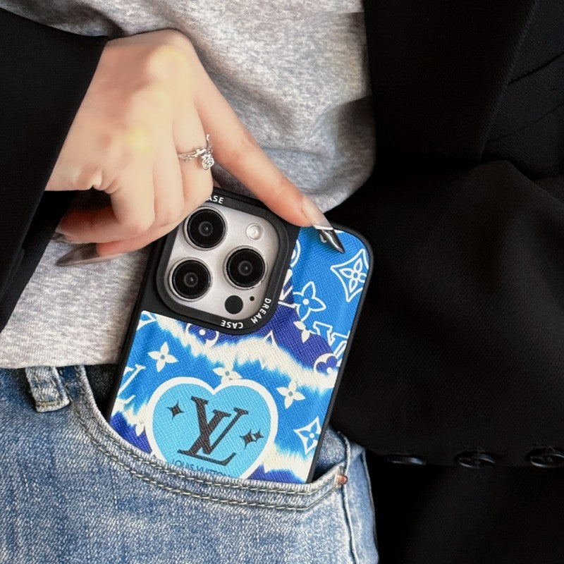 Lou Blue Leather iPhone Case - Iphonecasehouse