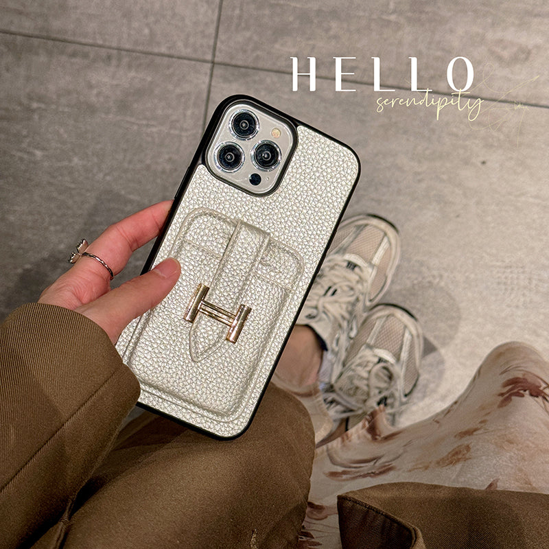 H Card Holder Leather iPhone Case - Iphonecasehouse