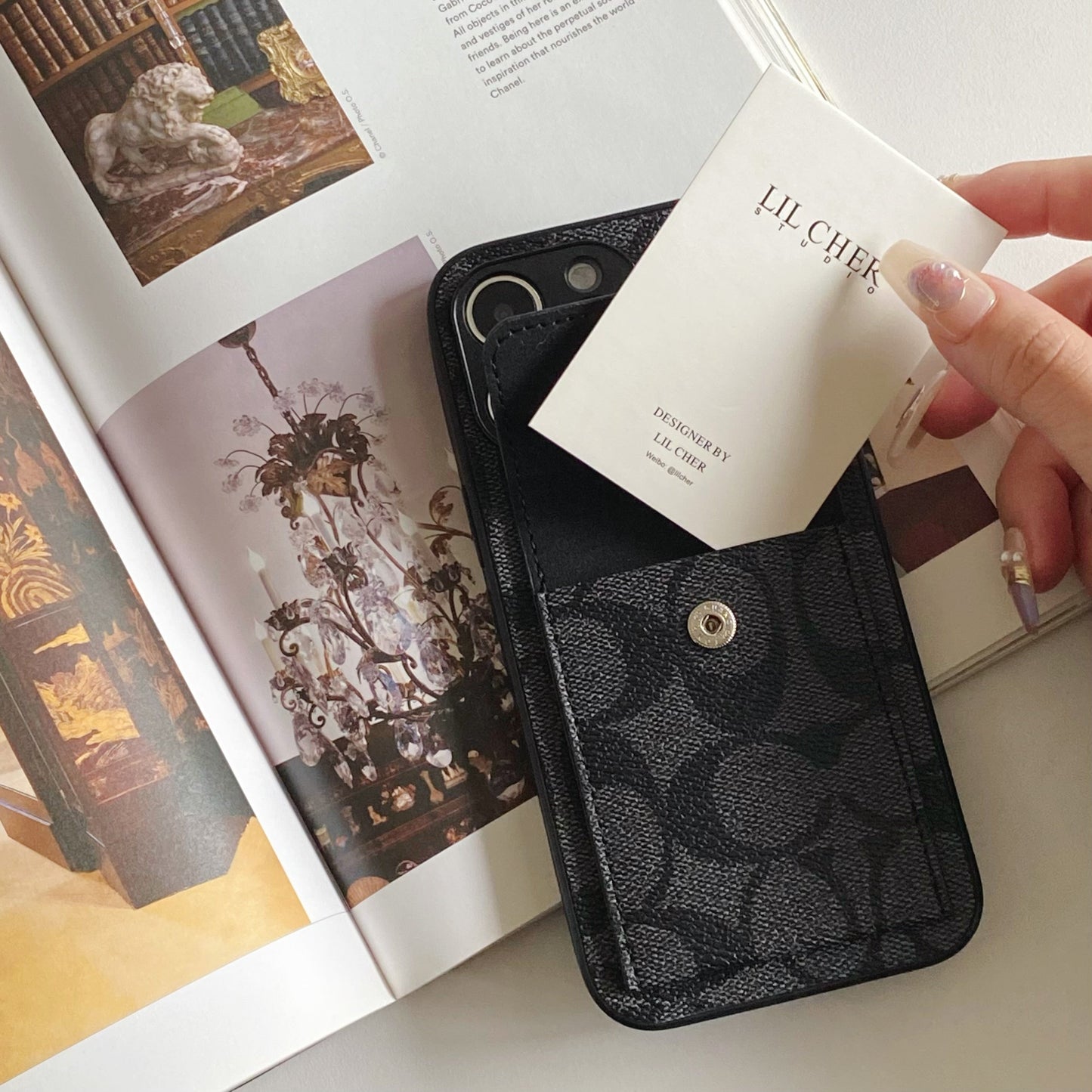 Coach iPhone Case With Wallet Black-HP240513 - Iphonecasehouse