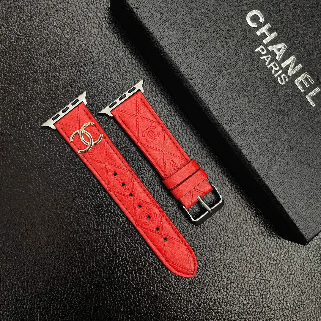 Luxury Gold Monogram 3D Embossed Leather Apple Watch Strap - Iphonecasehouse