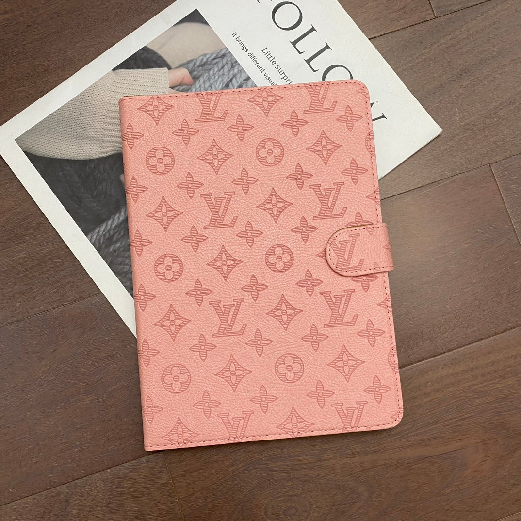3D Embossed Canvas Monogram Holster Apple iPad Flip Cover With Stand Function - Iphonecasehouse