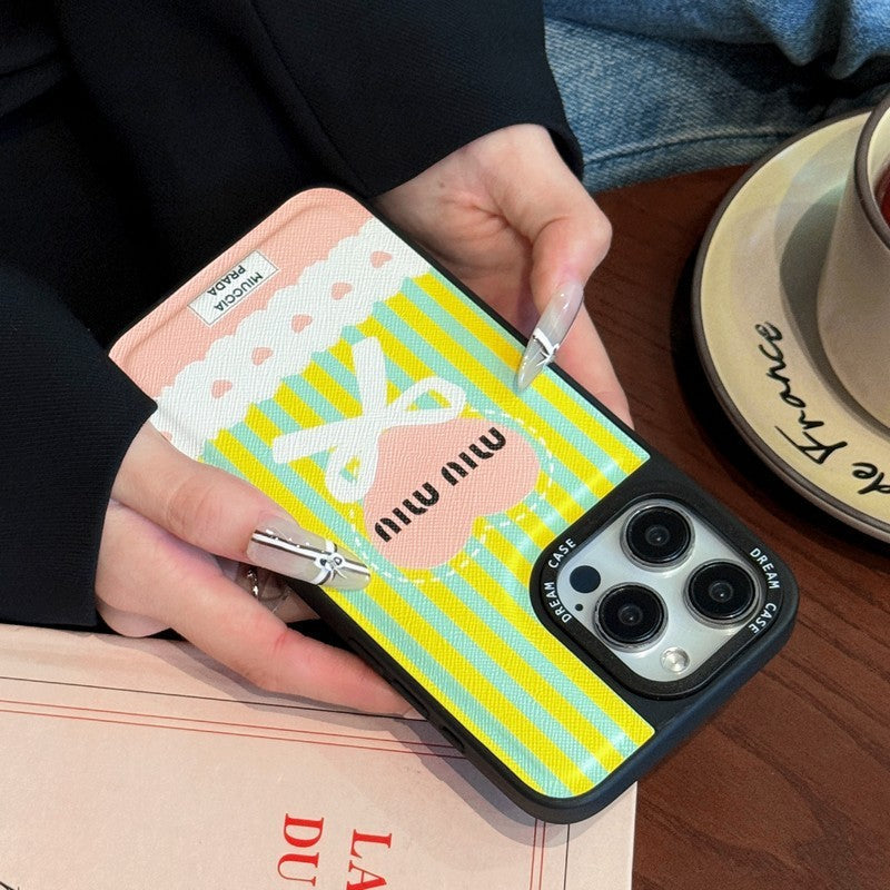 Miu Green & Pink Leather iPhone Case - Iphonecasehouse