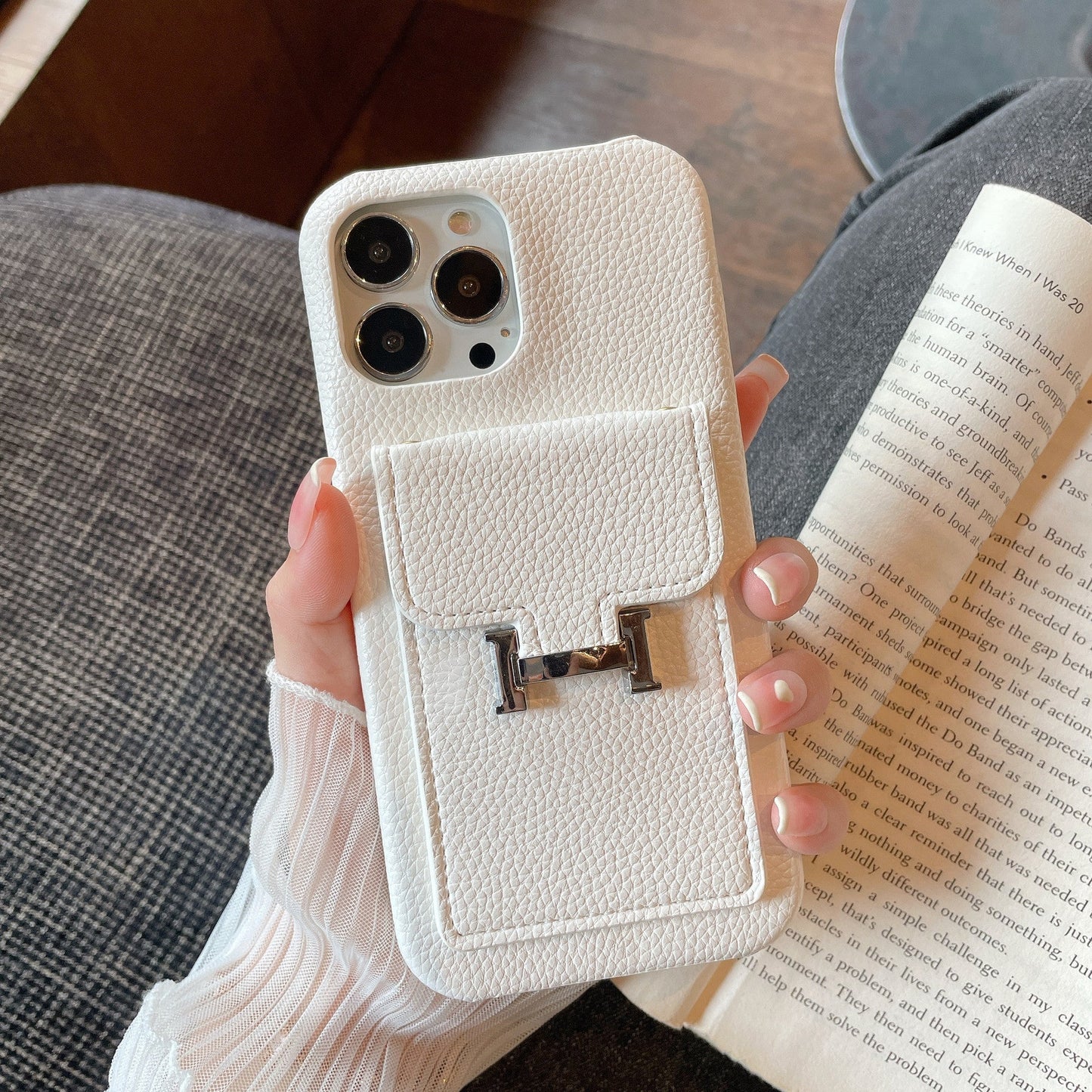 H Card Holder Leather iPhone Case - Iphonecasehouse