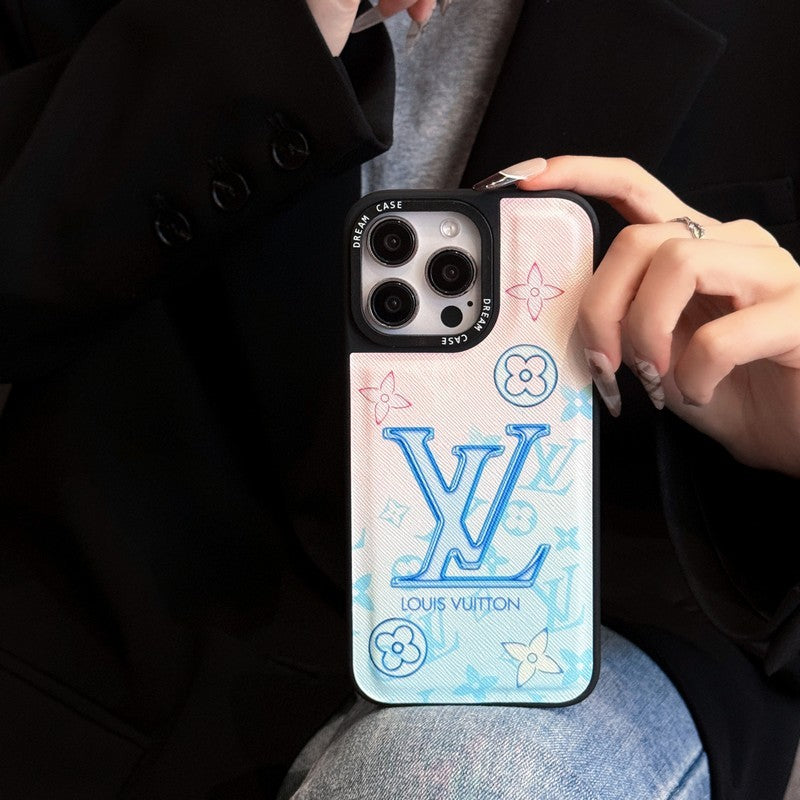 Lou Blue Leather iPhone Case - Iphonecasehouse