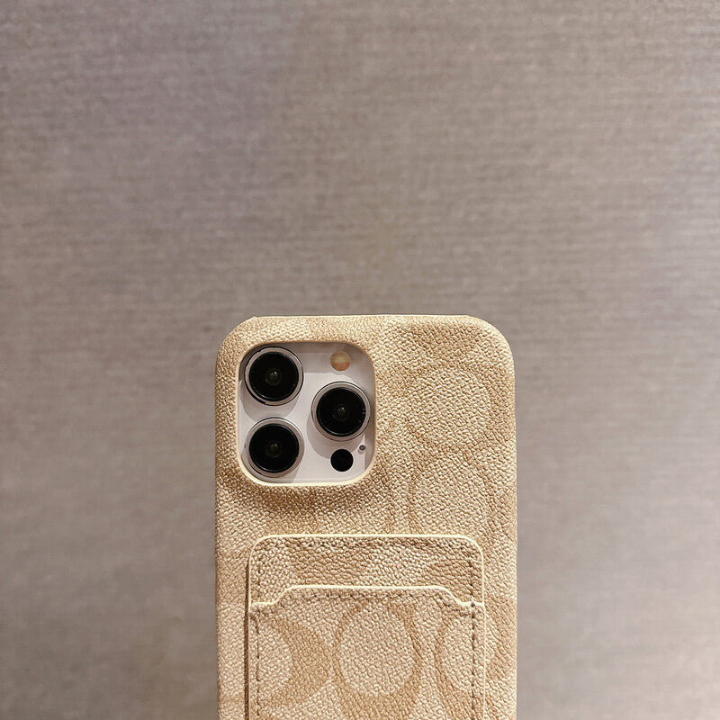 Classic Coach iPhone Case With Card Holder White -JQB240330 - Iphonecasehouse