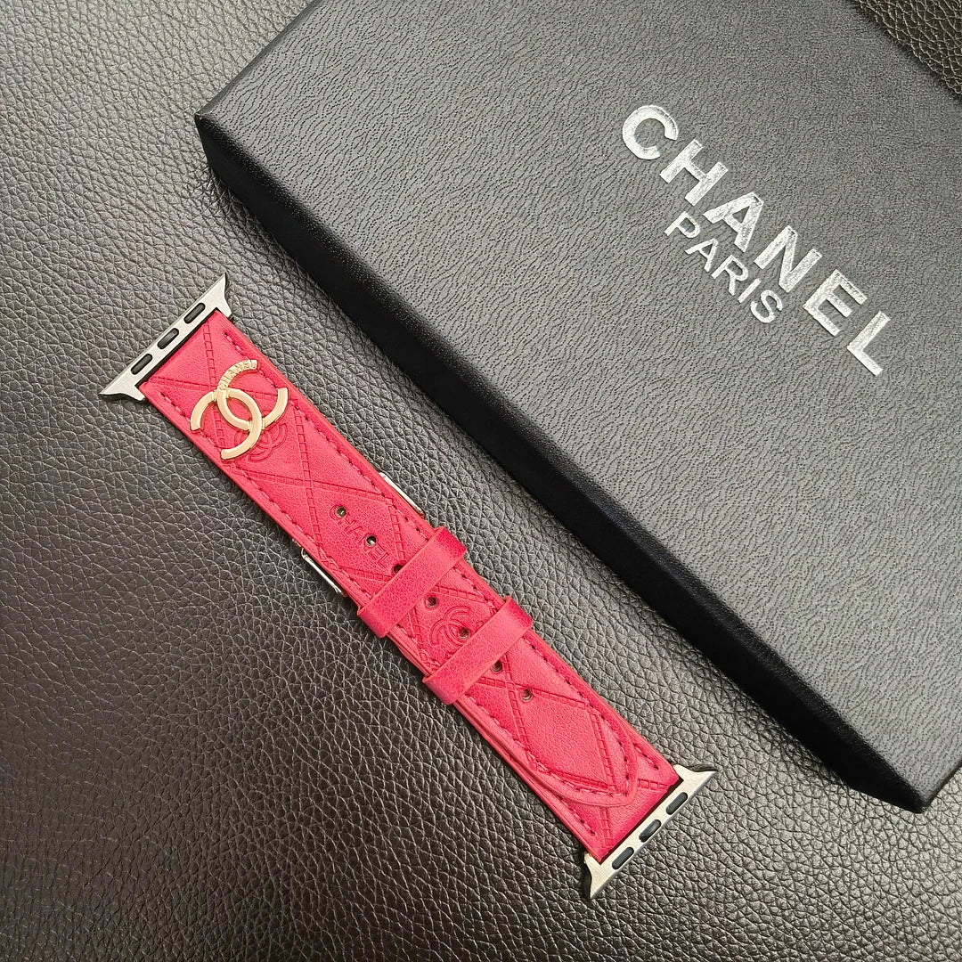Luxury Gold Monogram 3D Embossed Leather Apple Watch Strap - Iphonecasehouse