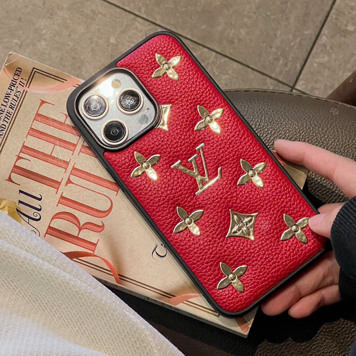 Lou Gold Leather iPhone Case - Iphonecasehouse