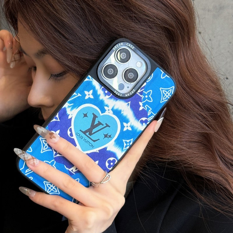 Lou Blue Leather iPhone Case - Iphonecasehouse