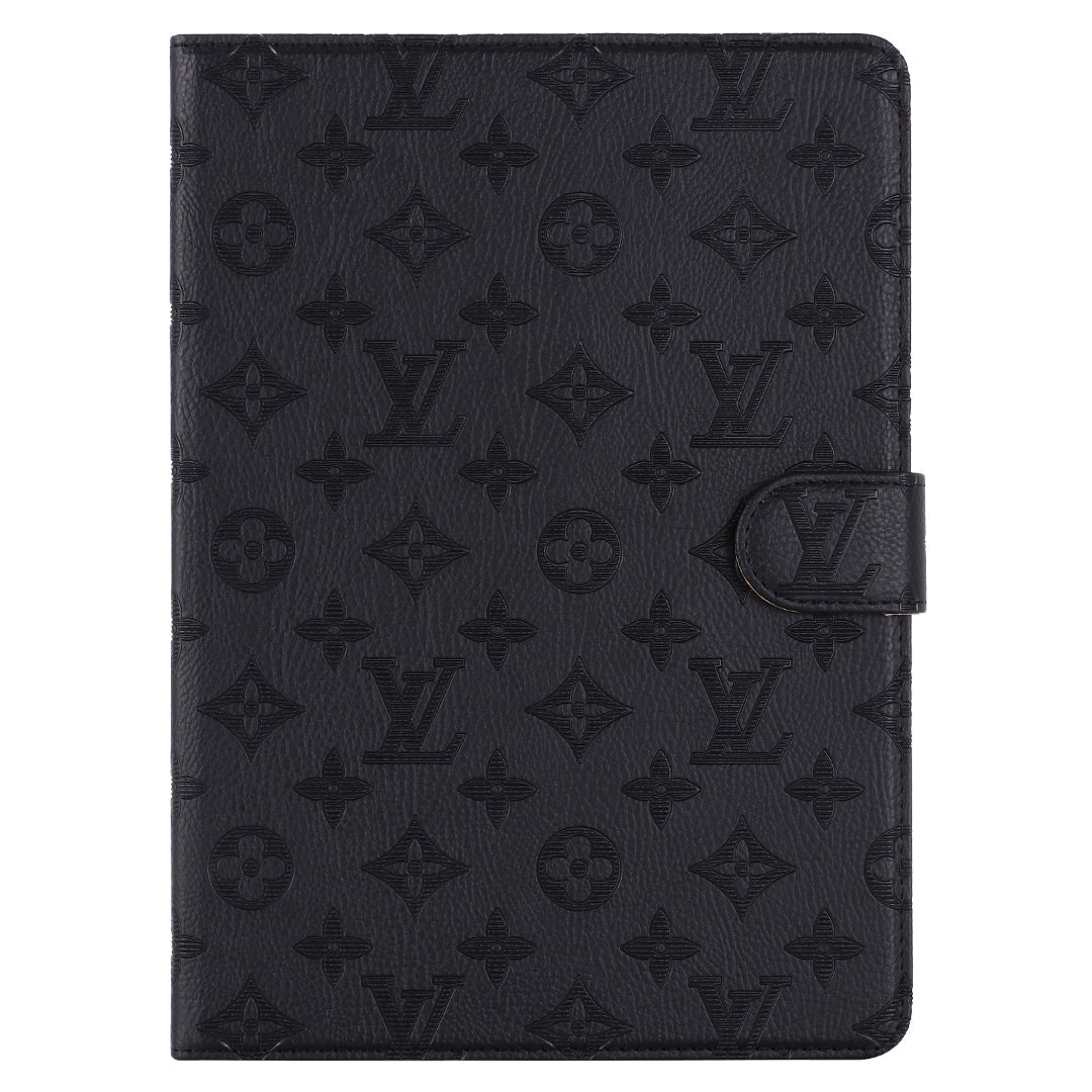 3D Embossed Canvas Monogram Holster Apple iPad Flip Cover With Stand Function - Iphonecasehouse