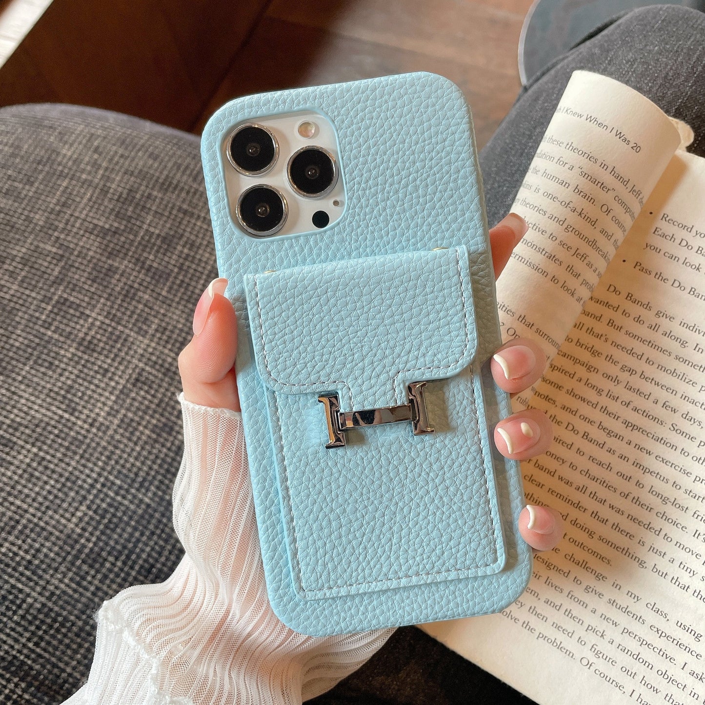 H Card Holder Leather iPhone Case - Iphonecasehouse