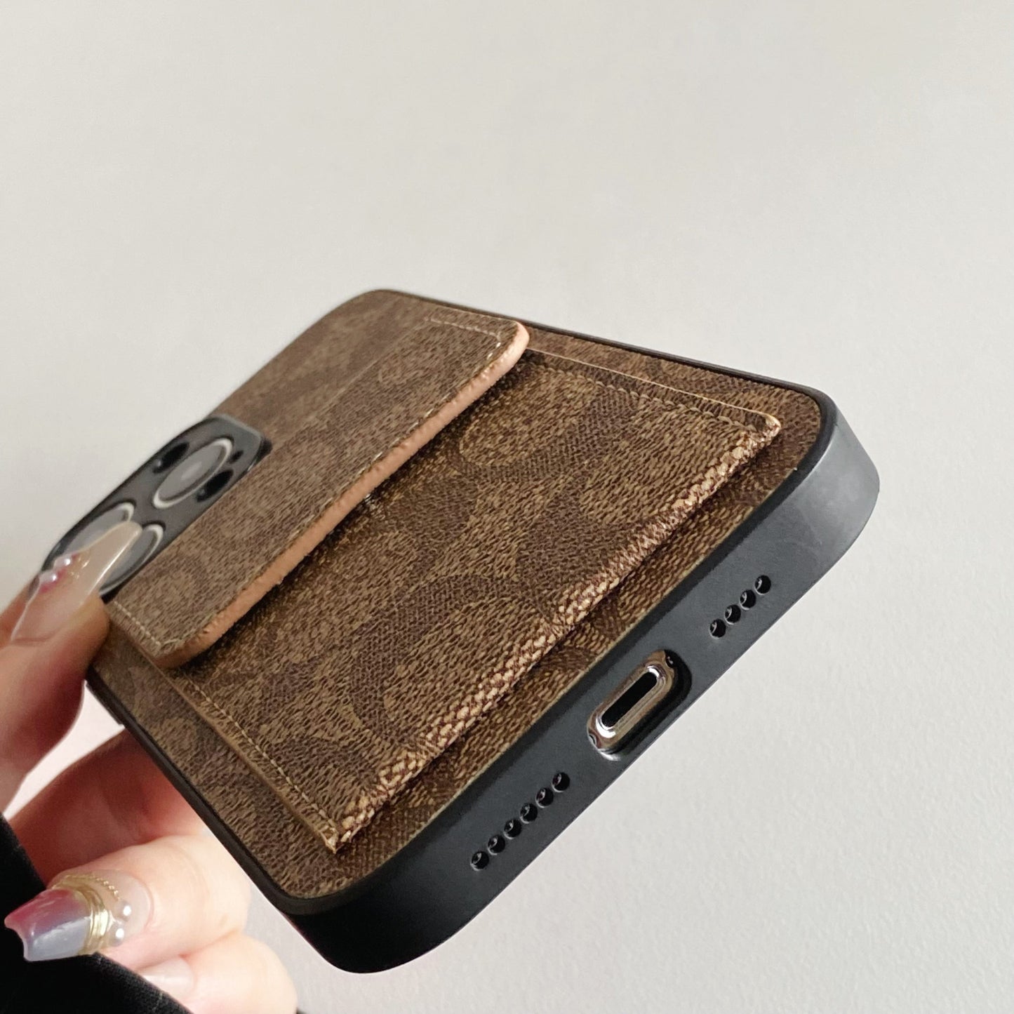 Coach iPhone Case With Wallet Light Brown-HP240513 - Iphonecasehouse