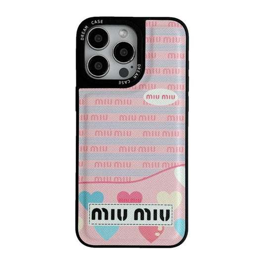 Miu Green & Pink Leather iPhone Case - Iphonecasehouse