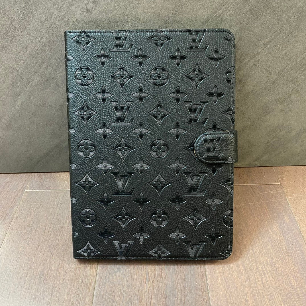 3D Embossed Canvas Monogram Holster Apple iPad Flip Cover With Stand Function - Iphonecasehouse