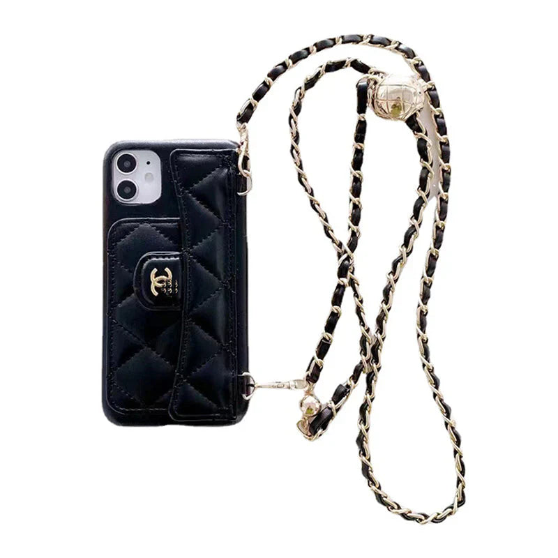 Luxury Wallet iPhone Case With Hand /Crossbody Chain - Iphonecasehouse