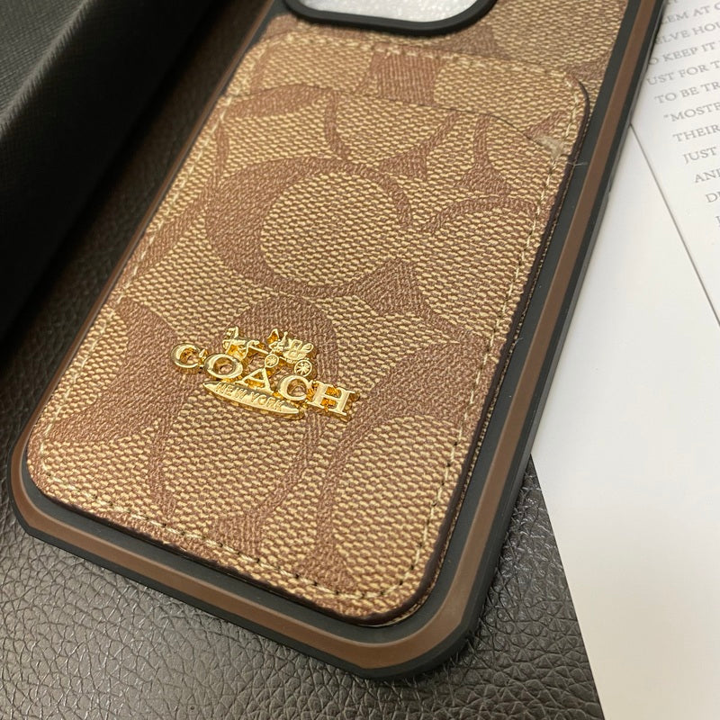 Coach iPhone Case With Card Holder Coffee -KB241416 - Iphonecasehouse