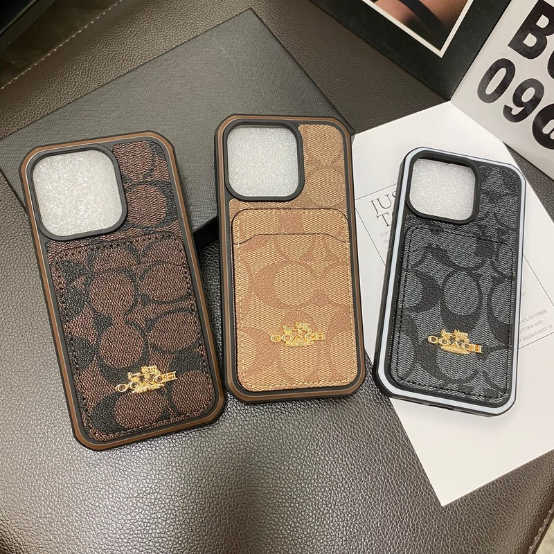 Coach iPhone Case With Card Holder Coffee -KB241416 - Iphonecasehouse