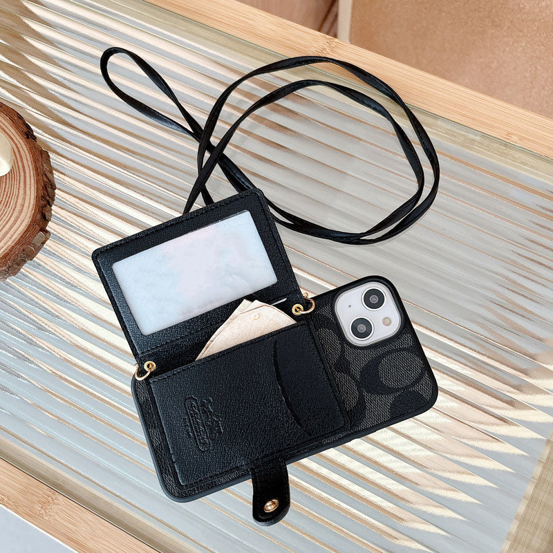 Coach iPhone Case With Wallet And Crossbody Strap Black -XK240402 - Iphonecasehouse