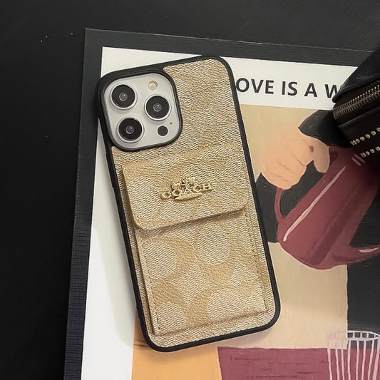 Coach iPhone Case With Card Holder Wallet Coffee -SZK240425 - Iphonecasehouse