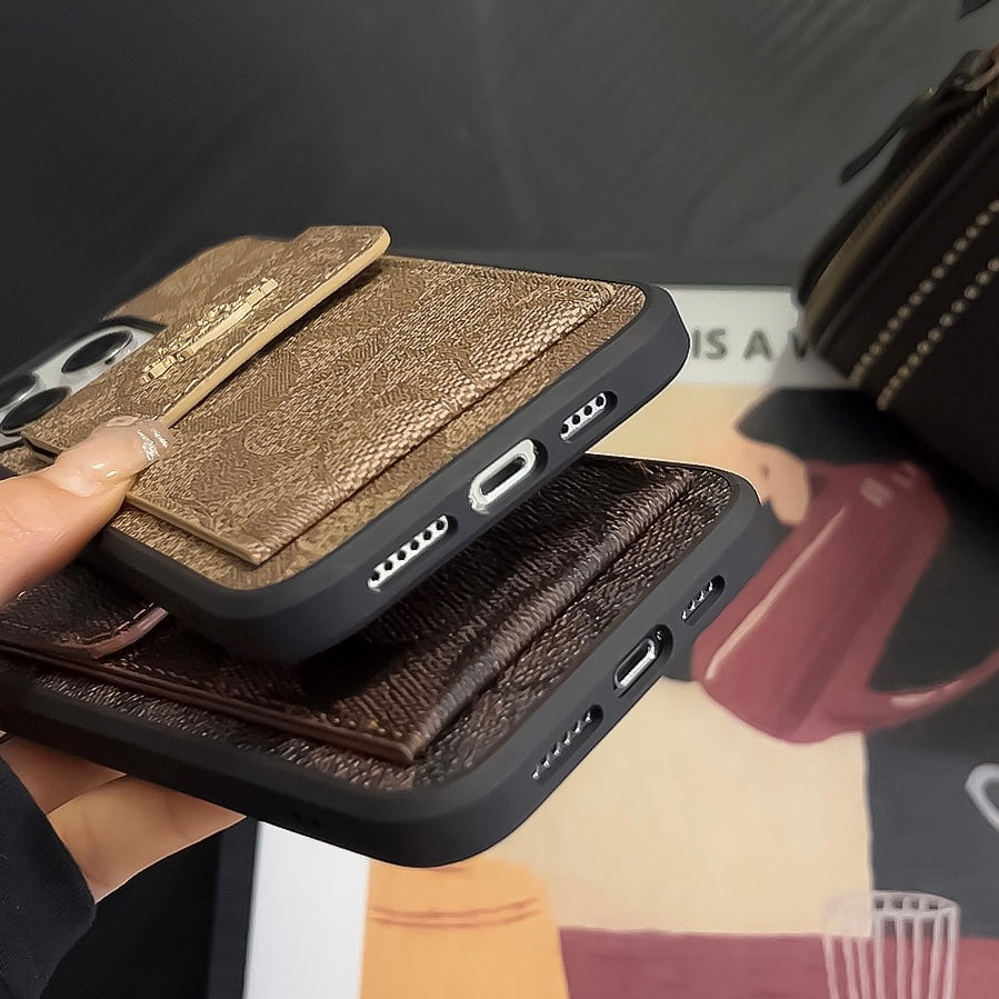 Coach iPhone Case With Card Holder Wallet Dark Brown -SZK240425 - Iphonecasehouse