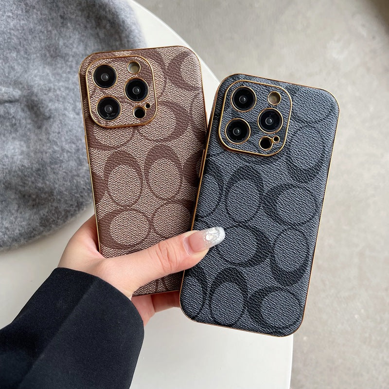 Coach iPhone Case Leather Light Brow -QBK240513 - Iphonecasehouse