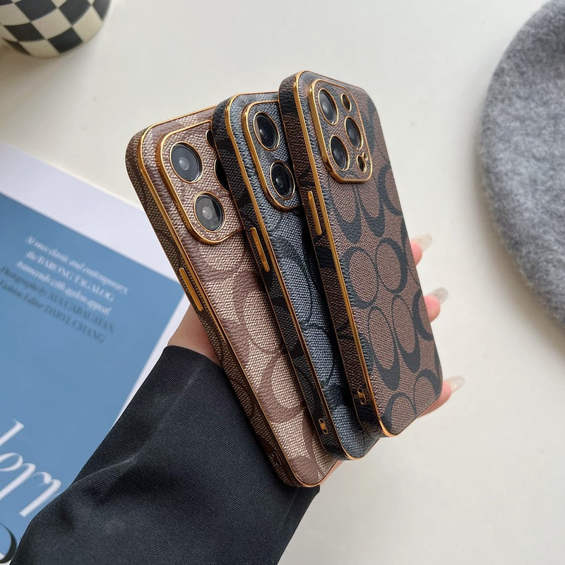 Coach iPhone Case Leather Light Brow -QBK240513 - Iphonecasehouse