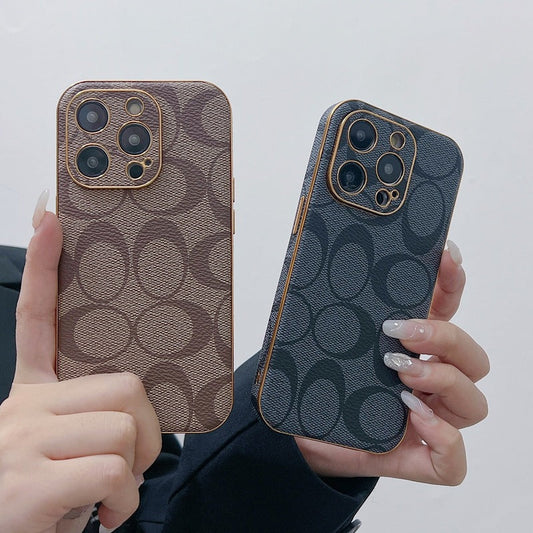 Coach iPhone Case Leather Light Brow -QBK240513 - Iphonecasehouse