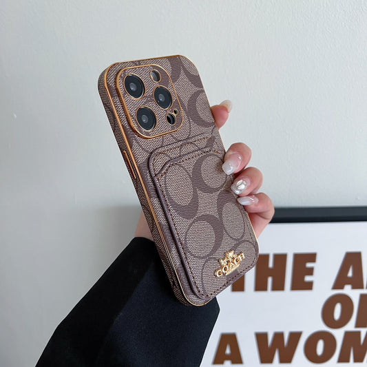 Coach iPhone Case With Card Holder Coffee -KB241651 - Iphonecasehouse