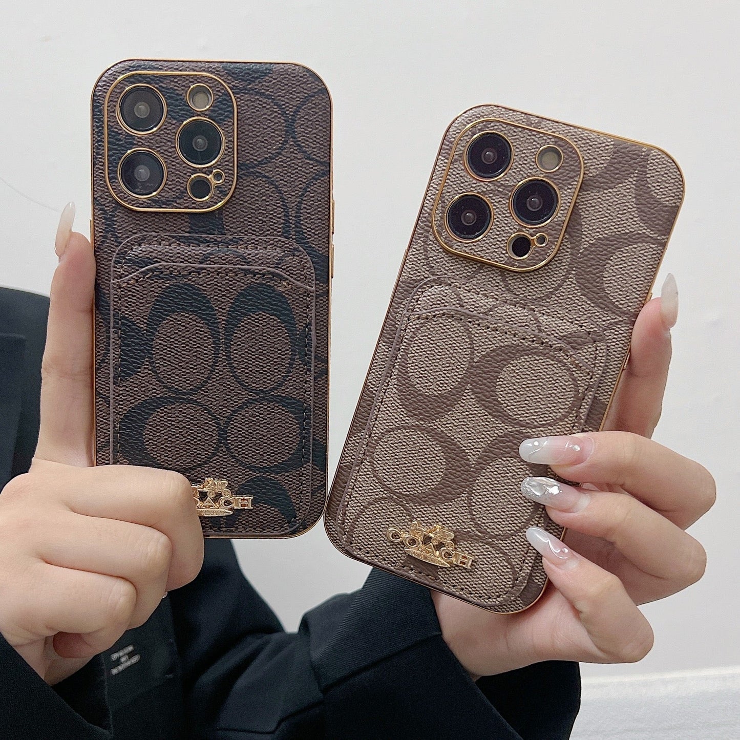 Coach iPhone Case With Card Holder Coffee -KB241651 - Iphonecasehouse