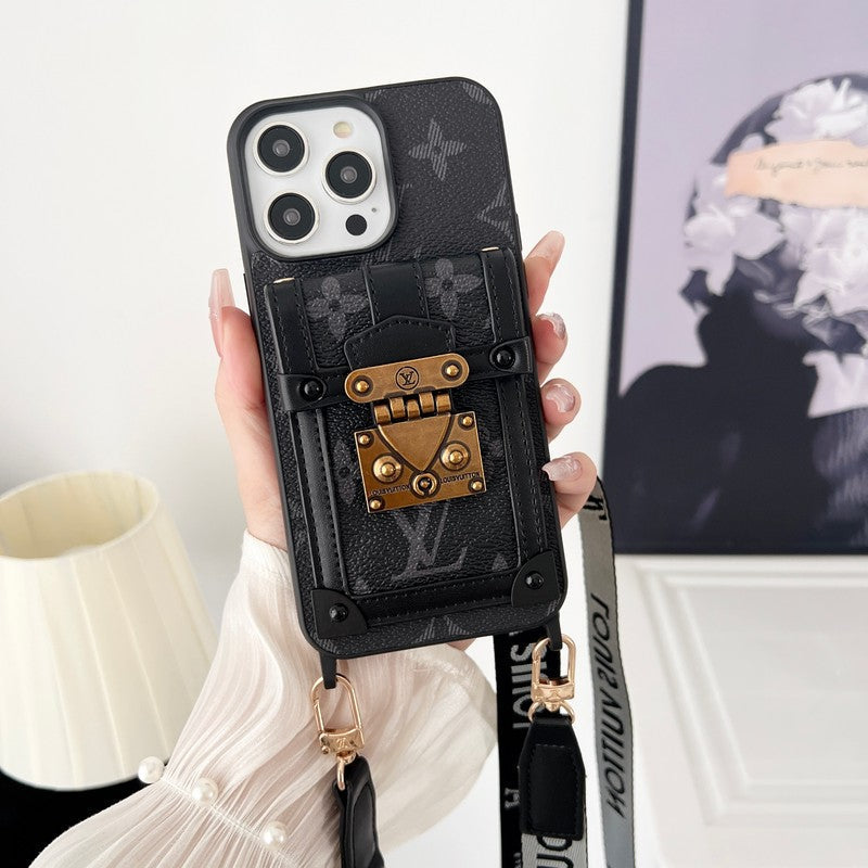 Lou Black & White Crossbody Chain iPhone Case - Iphonecasehouse
